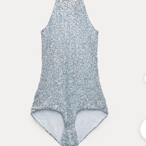 Zara Women's Silver sequin  Jumpsuit